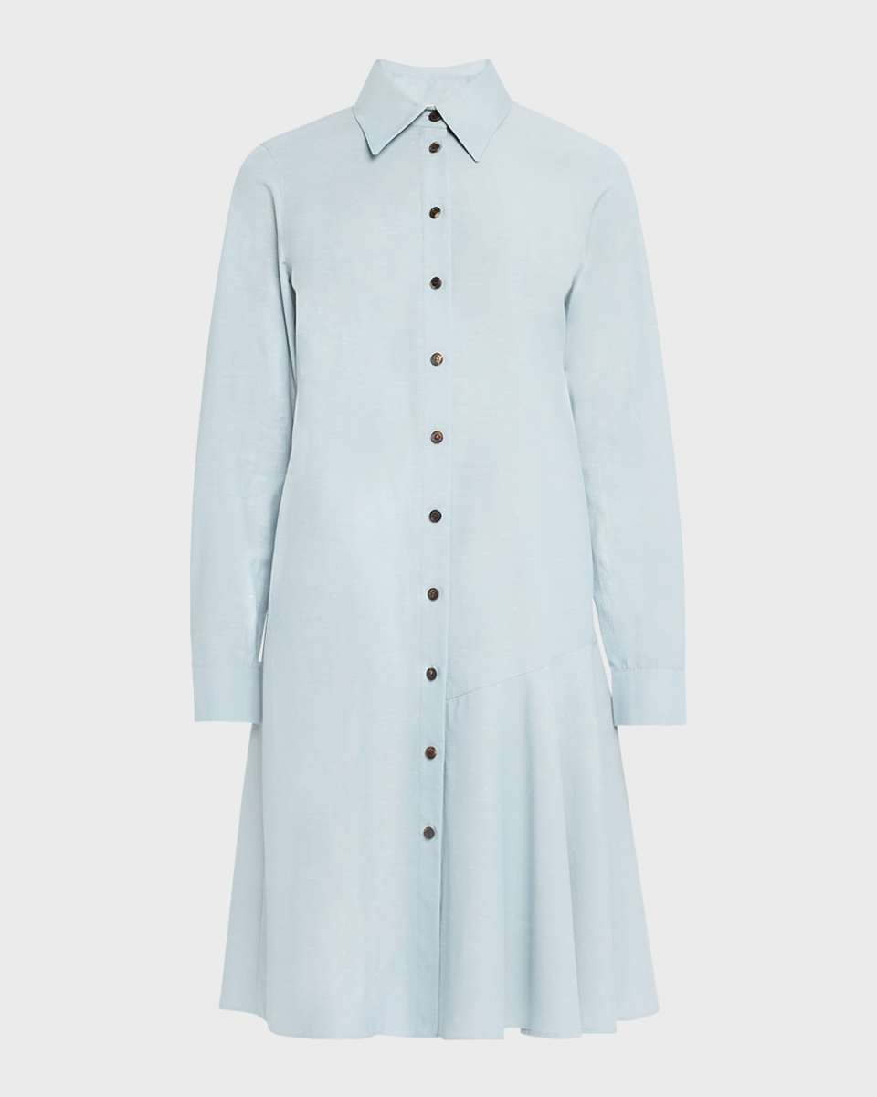 Flounce Cotton Shirtdress